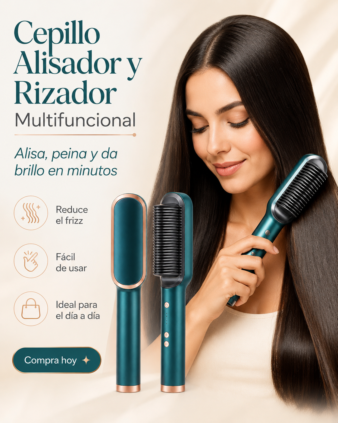 Cepillo Alisador y Rizador Multifuncional.