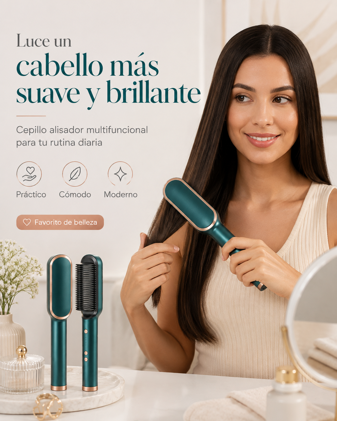 Cepillo Alisador y Rizador Multifuncional.